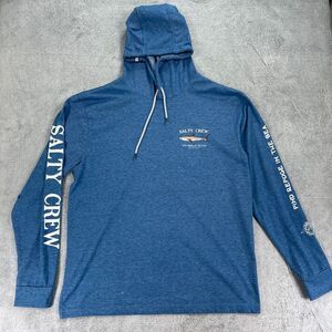 Salty Crew Bruce Hood Tech Tee Mens Large Heather Blue UPF 40+ Sun Protection